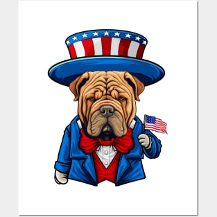 Funny 4th of July SharPei Dog Shar pei Posters and Art